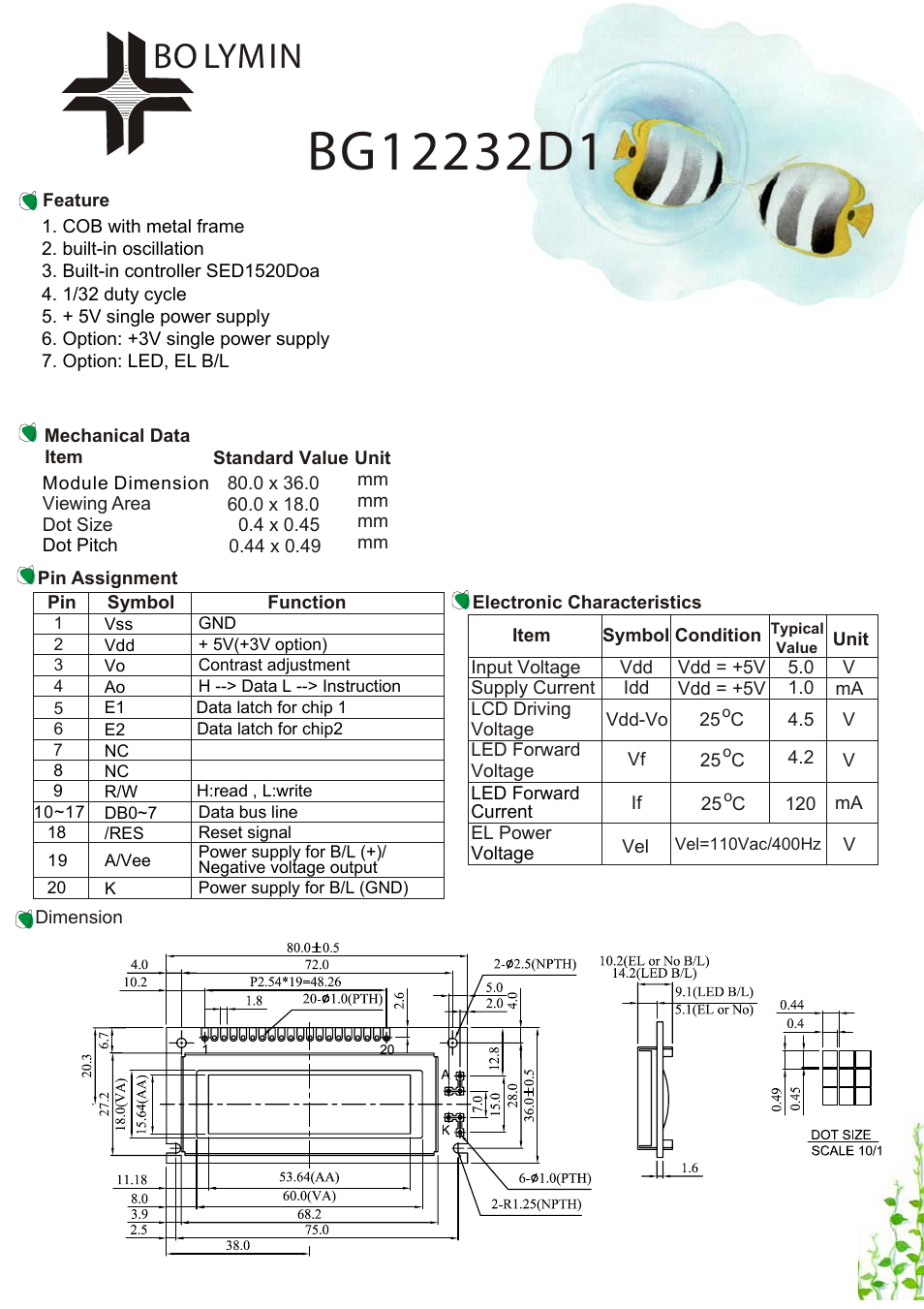 Rainbow Electronics BG12232D1 User Manual | 1 page