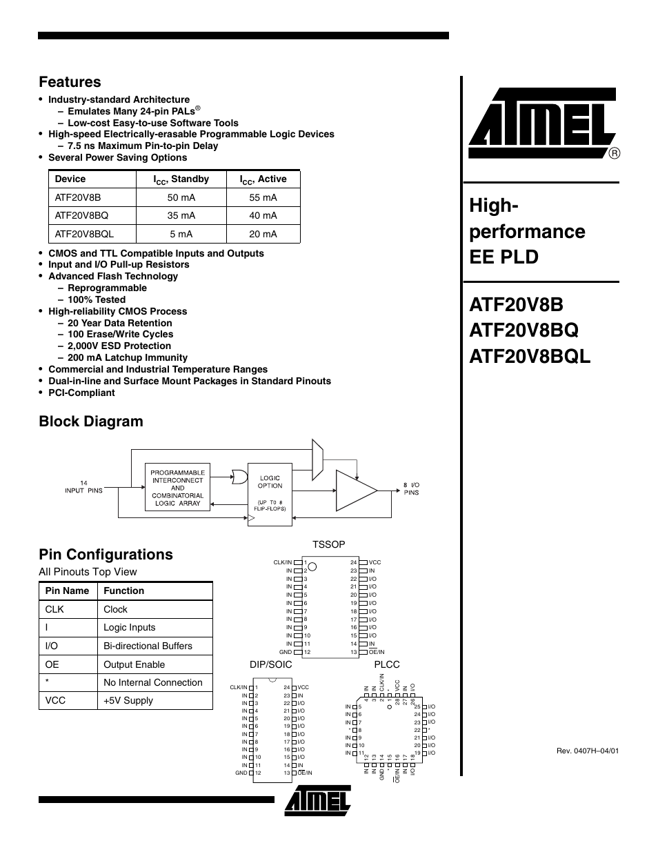 Rainbow Electronics ATF20V8BQL User Manual | 18 pages