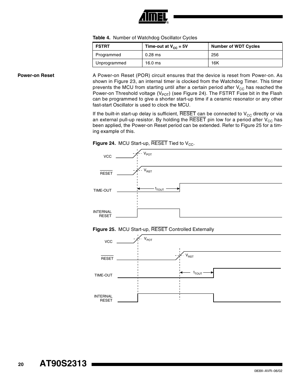 Power-on reset | Rainbow Electronics AT90S2313 User Manual | Page 20 / 92