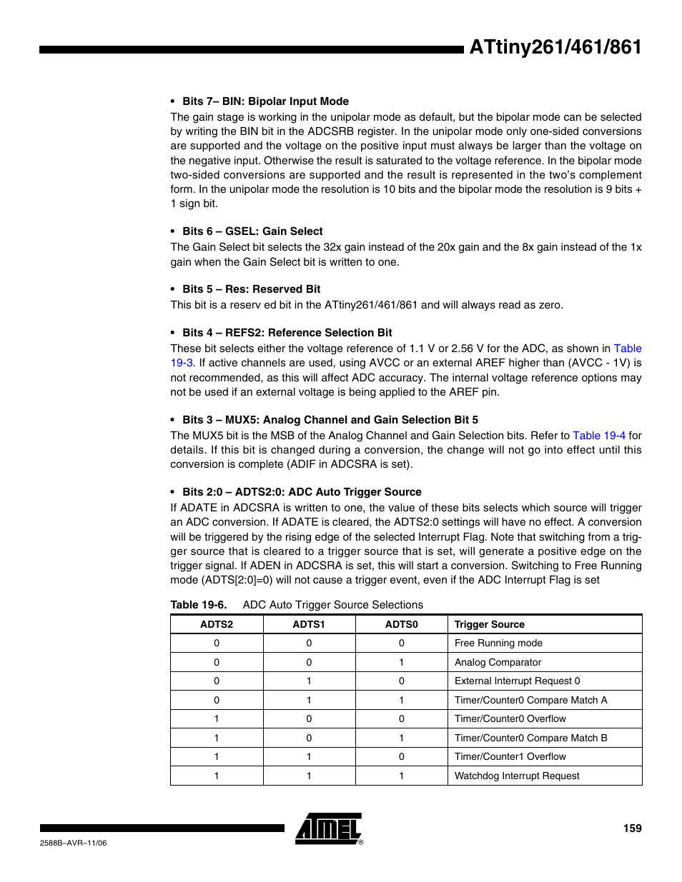 Rainbow Electronics ATtiny861_V User Manual | Page 159 / 236