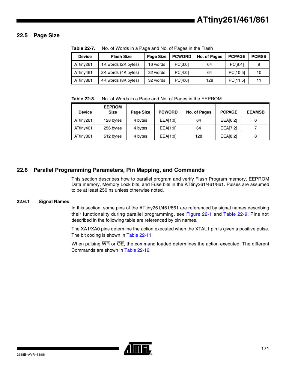 1 signal names | Rainbow Electronics ATtiny861_V User Manual | Page 171 / 236