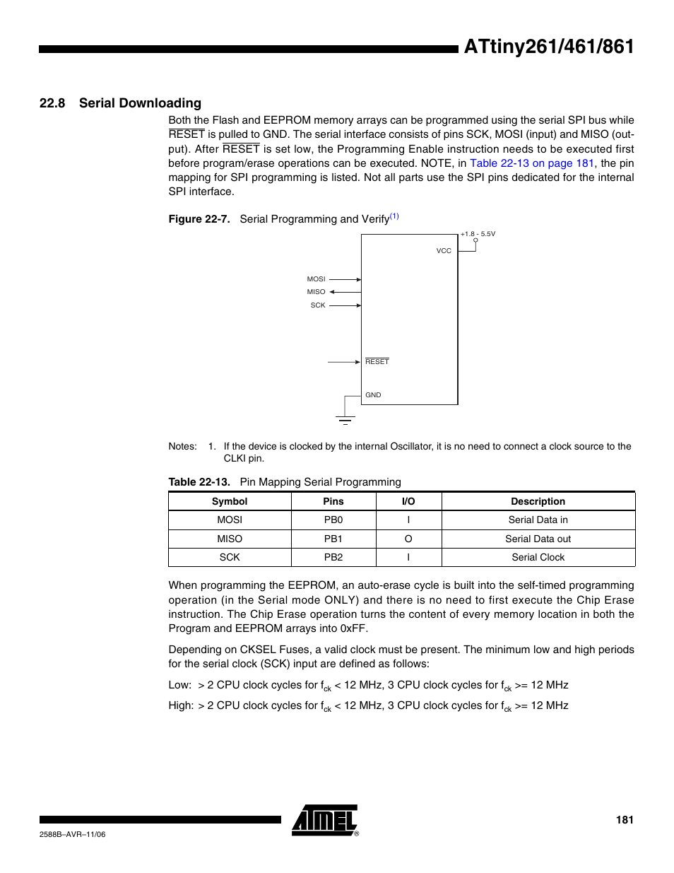 8 serial downloading | Rainbow Electronics ATtiny861_V User Manual | Page 181 / 236