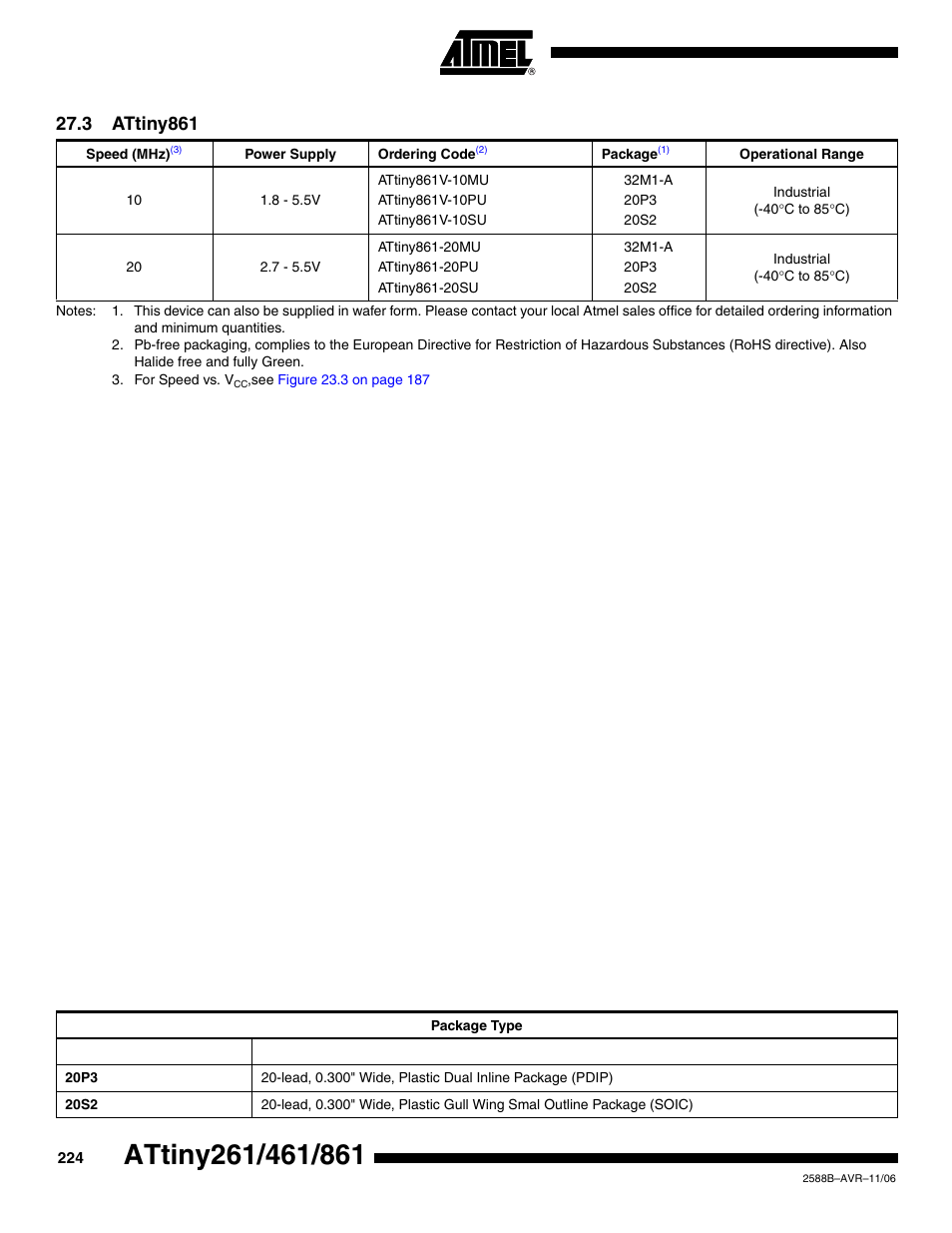 3 attiny861 | Rainbow Electronics ATtiny861_V User Manual | Page 224 / 236