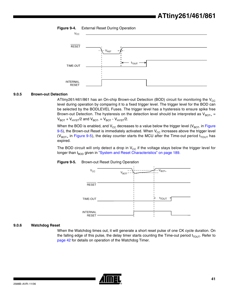 5 brown-out detection, 6 watchdog reset, For details on how to | Rainbow Electronics ATtiny861_V User Manual | Page 41 / 236