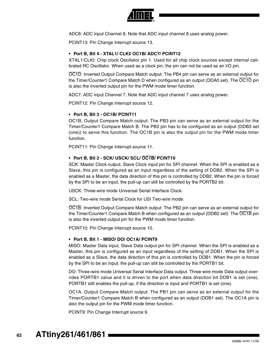 Rainbow Electronics ATtiny861_V User Manual | Page 62 / 236