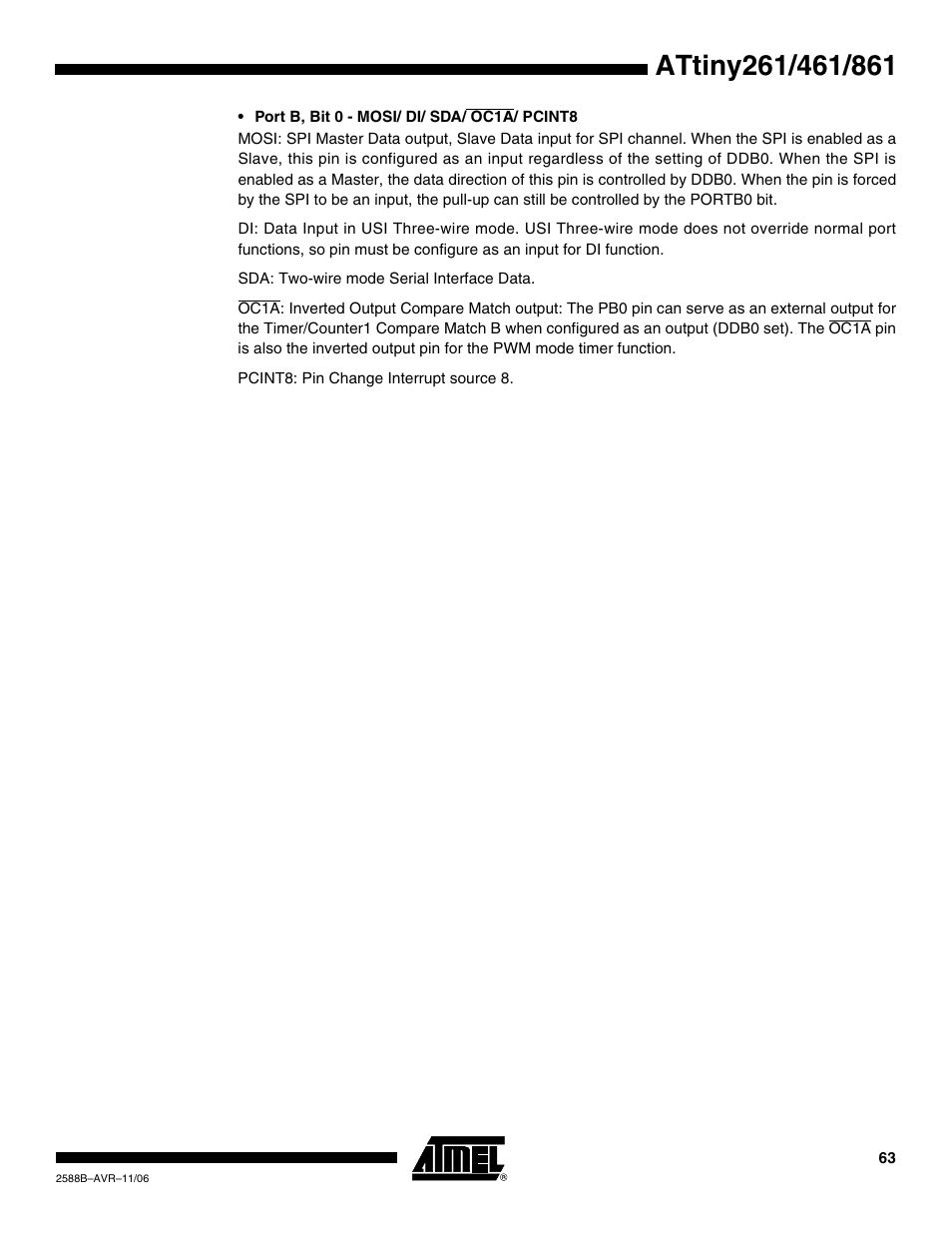 Rainbow Electronics ATtiny861_V User Manual | Page 63 / 236