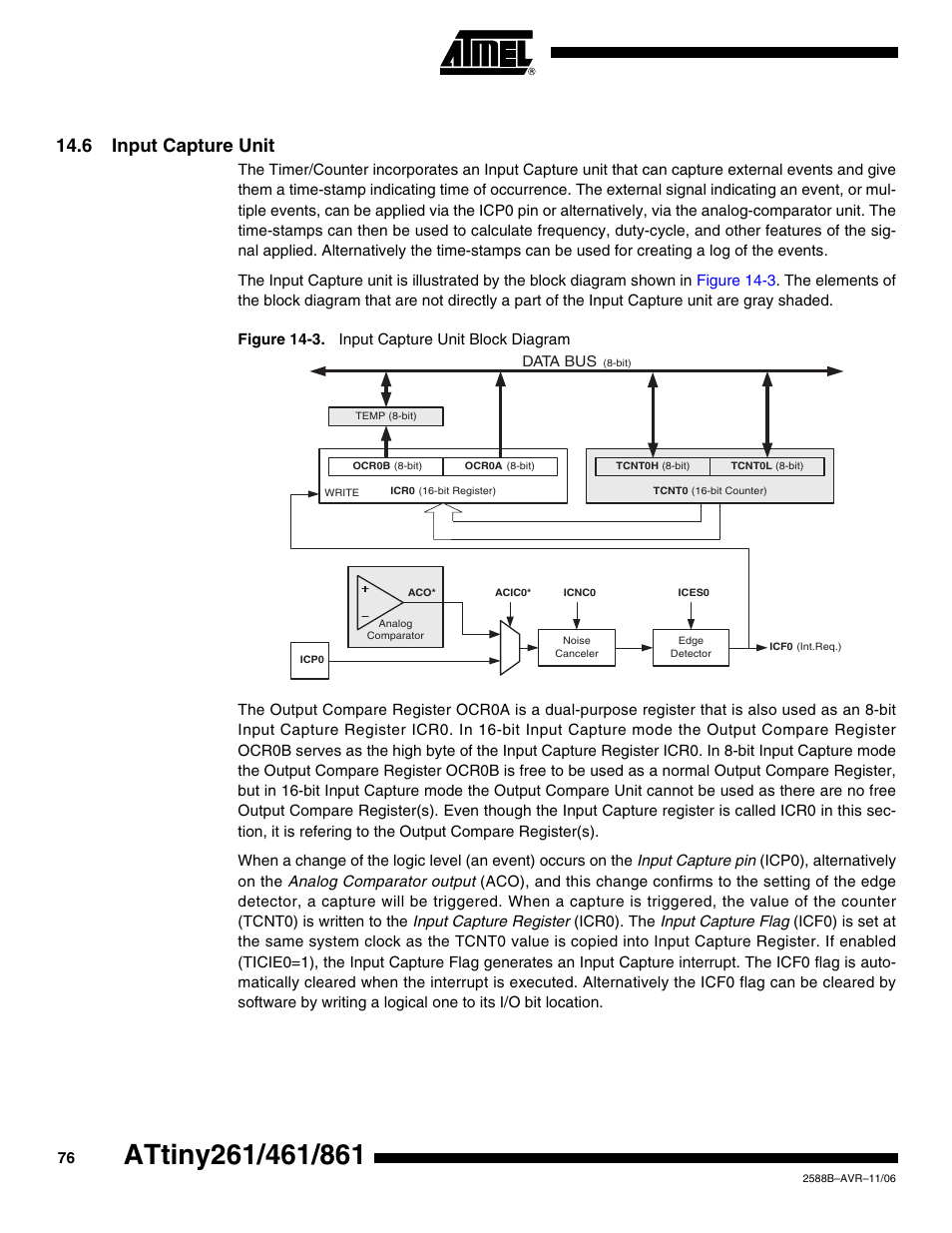 6 input capture unit | Rainbow Electronics ATtiny861_V User Manual | Page 76 / 236