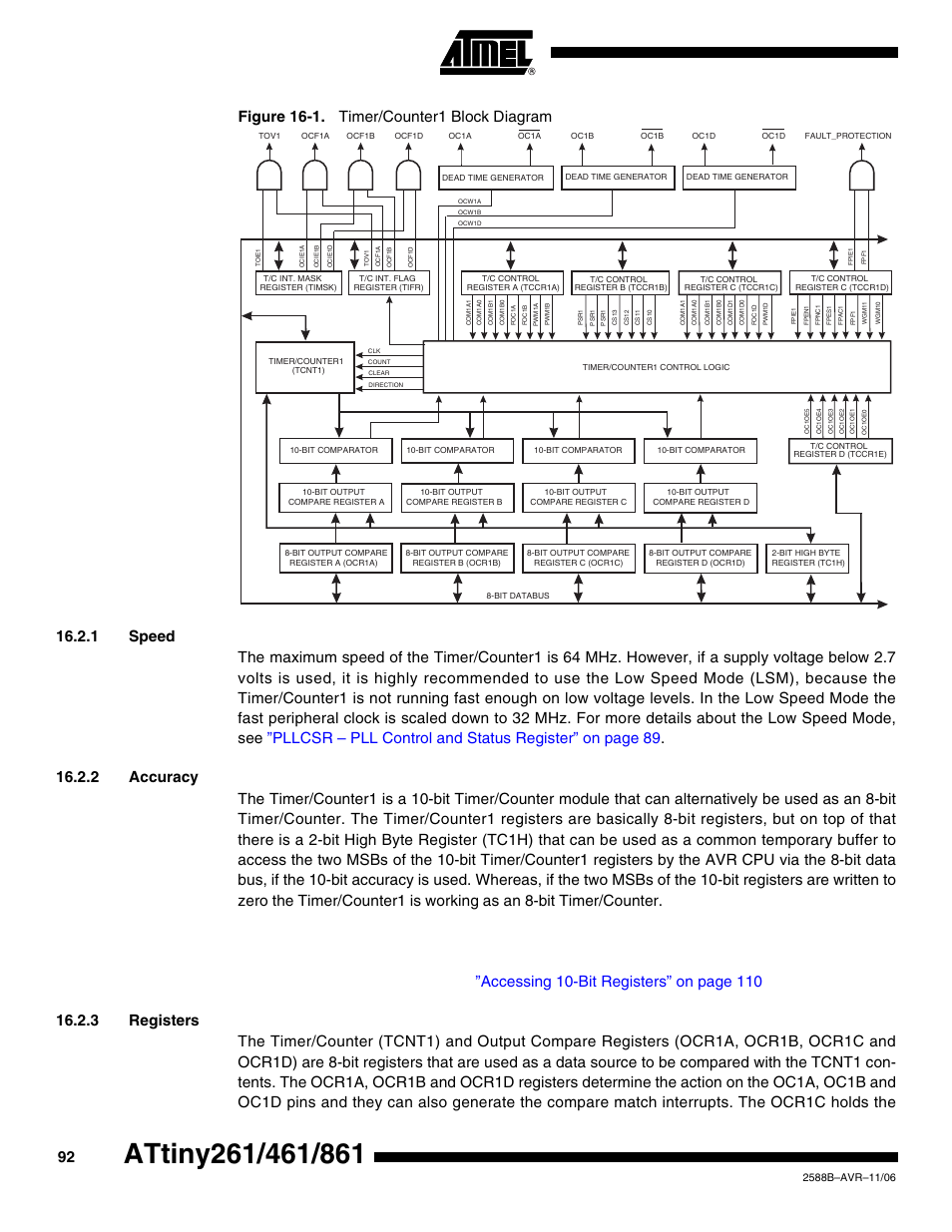 1 speed, 2 accuracy, 3 registers | Rainbow Electronics ATtiny861_V User Manual | Page 92 / 236