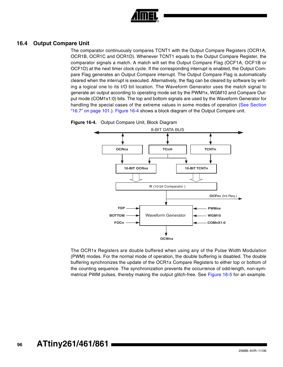 4 output compare unit | Rainbow Electronics ATtiny861_V User Manual | Page 96 / 236