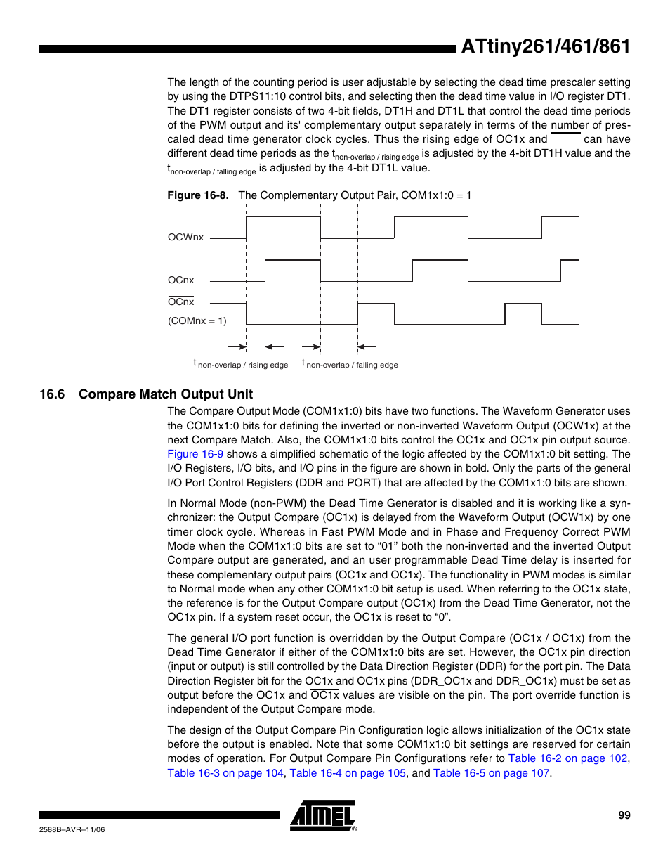6 compare match output unit | Rainbow Electronics ATtiny861_V User Manual | Page 99 / 236