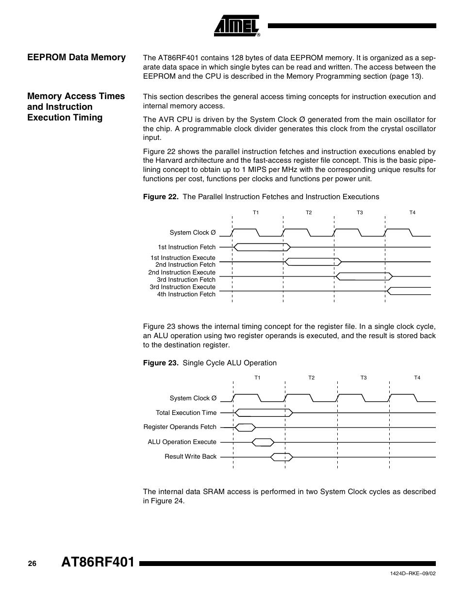 Eeprom data memory | Rainbow Electronics AT86RF401 User Manual | Page 26 / 50