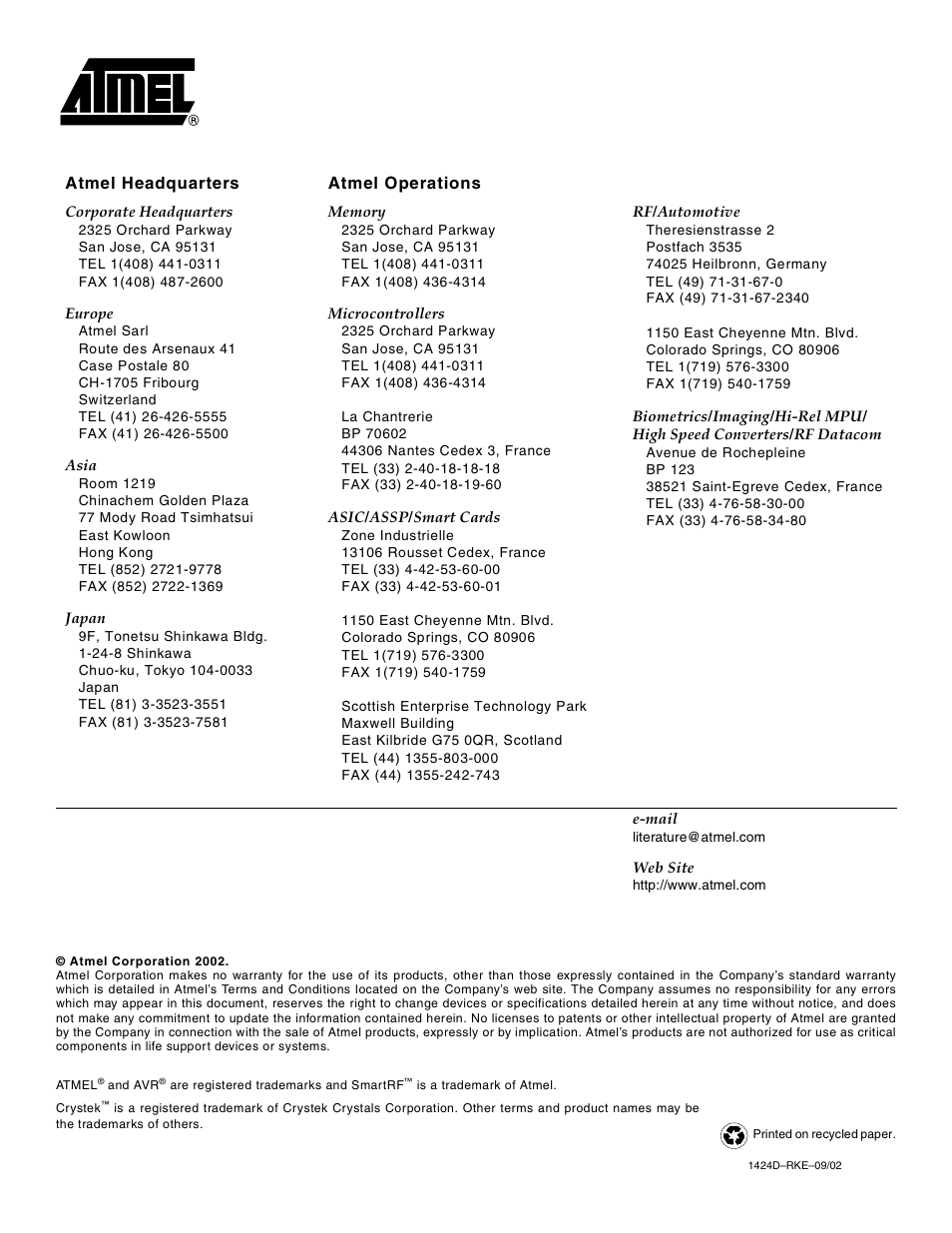 Rainbow Electronics AT86RF401 User Manual | Page 50 / 50