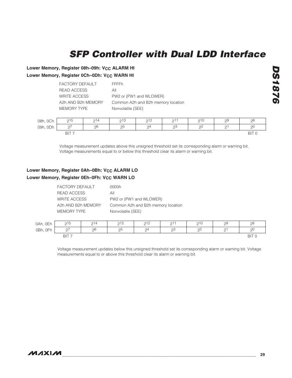 Ds1876 sfp controller with dual ldd interface | Rainbow Electronics DS1876 User Manual | Page 29 / 69