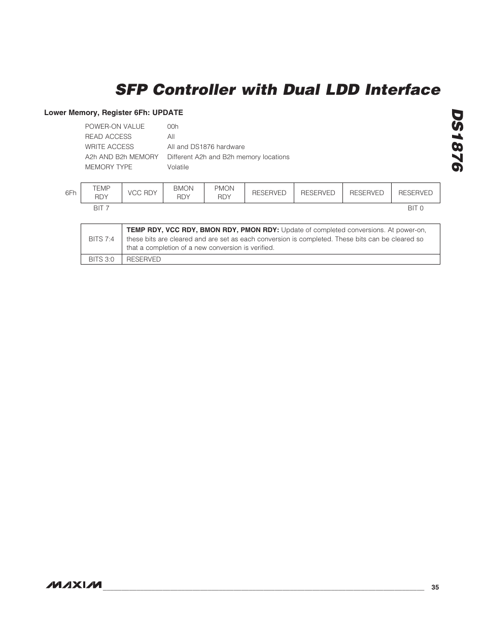 Ds1876 sfp controller with dual ldd interface | Rainbow Electronics DS1876 User Manual | Page 35 / 69