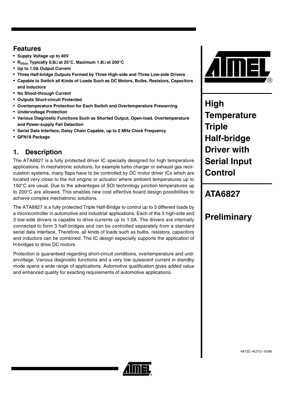 Rainbow Electronics ATA6827 User Manual | 15 pages