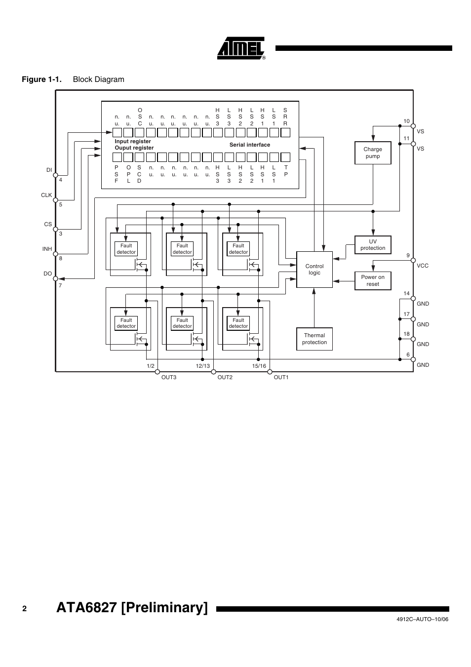 Ata6827 [preliminary, Figure 1-1. block diagram | Rainbow Electronics ATA6827 User Manual | Page 2 / 15