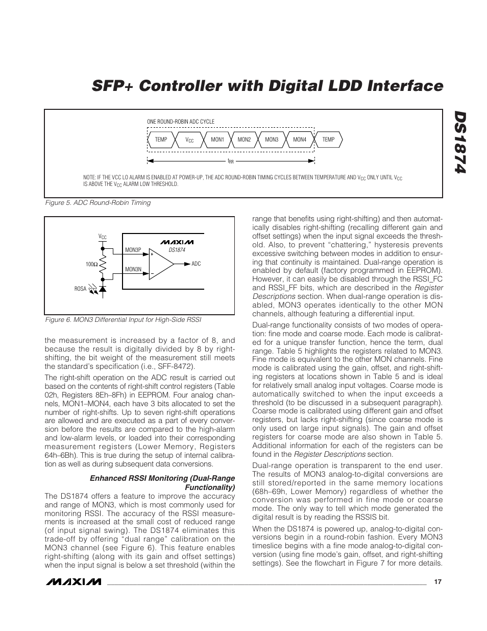 Enhanced rssi monitoring (du, Figure 5. adc round-robin timing, Ds1874 sfp+ controller with digital ldd interface | Rainbow Electronics DS1874 User Manual | Page 17 / 88