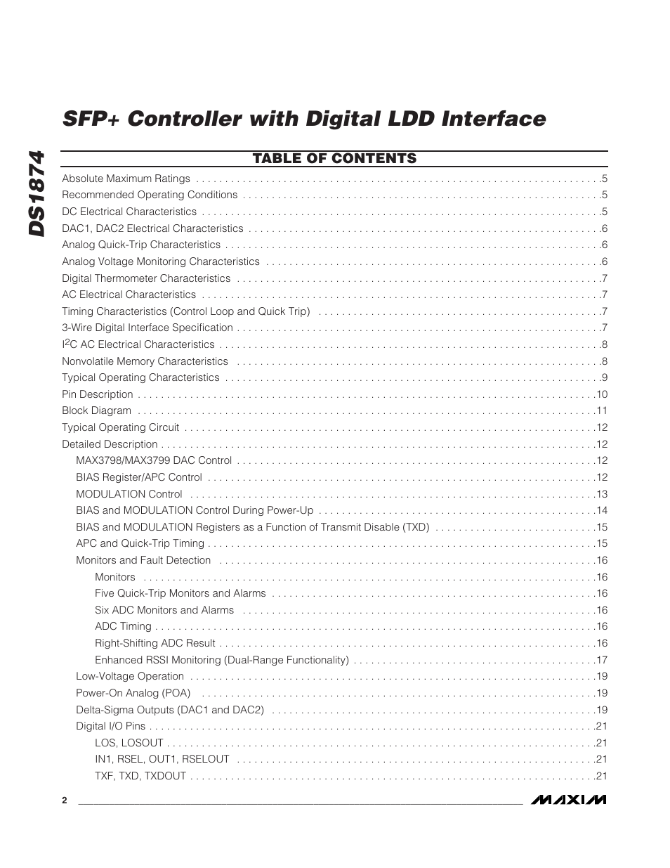 Rainbow Electronics DS1874 User Manual | Page 2 / 88