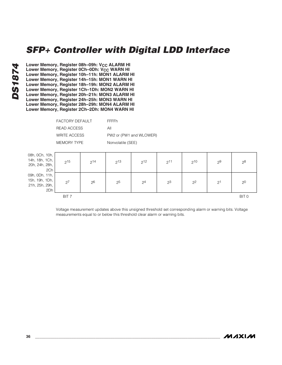 Ds1874 sfp+ controller with digital ldd interface | Rainbow Electronics DS1874 User Manual | Page 36 / 88