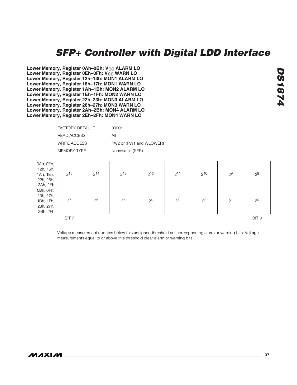 Ds1874 sfp+ controller with digital ldd interface | Rainbow Electronics DS1874 User Manual | Page 37 / 88