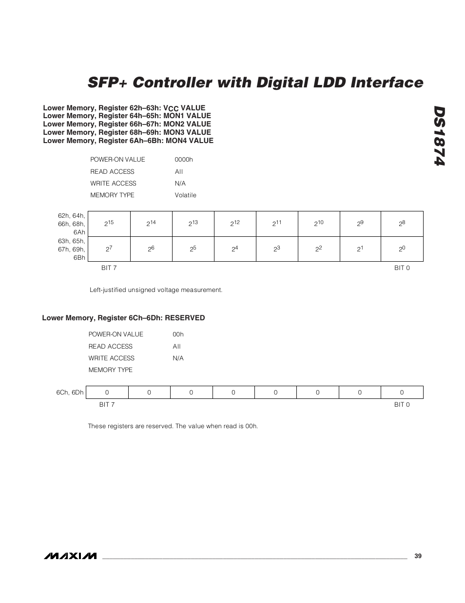 Ds1874 sfp+ controller with digital ldd interface | Rainbow Electronics DS1874 User Manual | Page 39 / 88