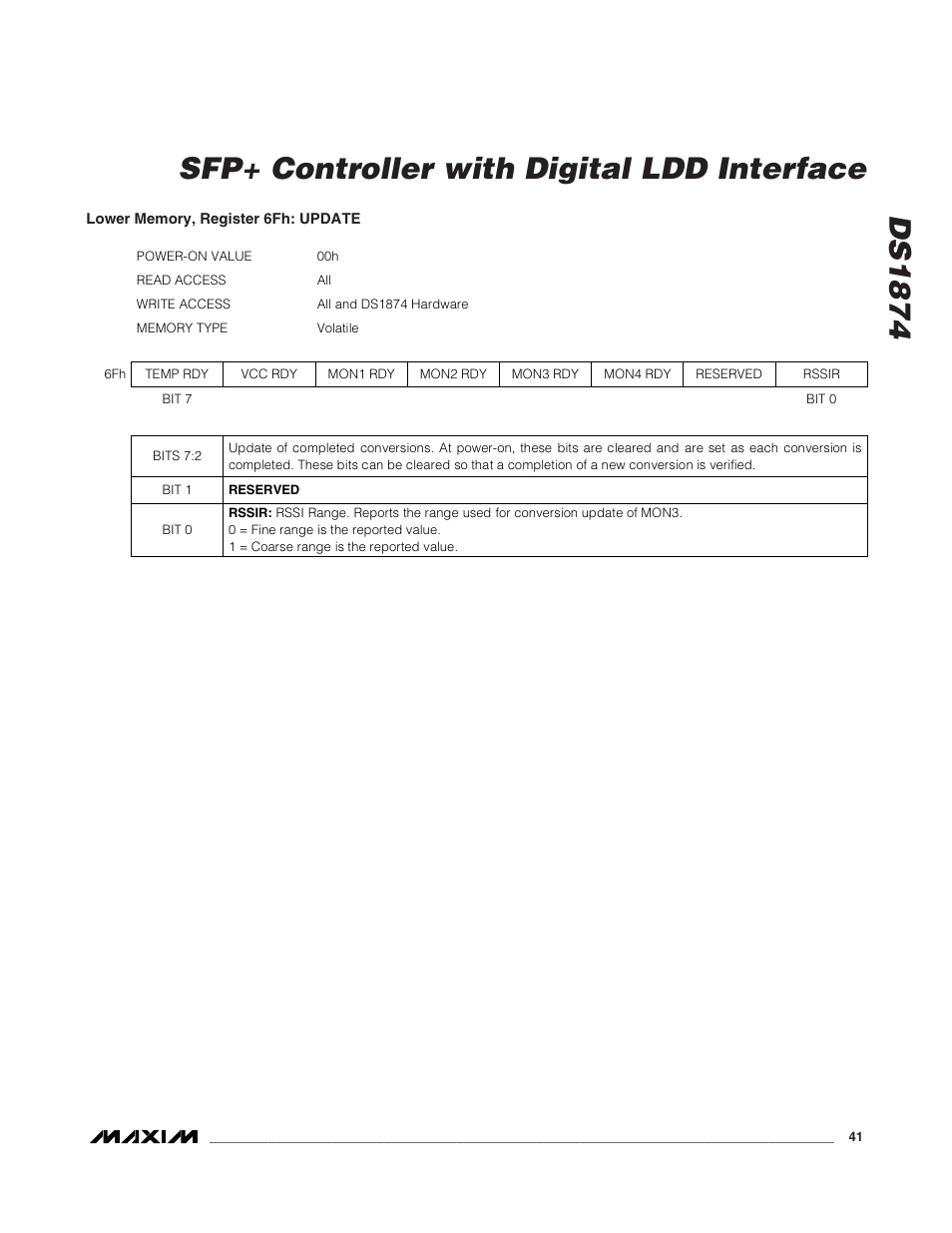 Ds1874 sfp+ controller with digital ldd interface | Rainbow Electronics DS1874 User Manual | Page 41 / 88