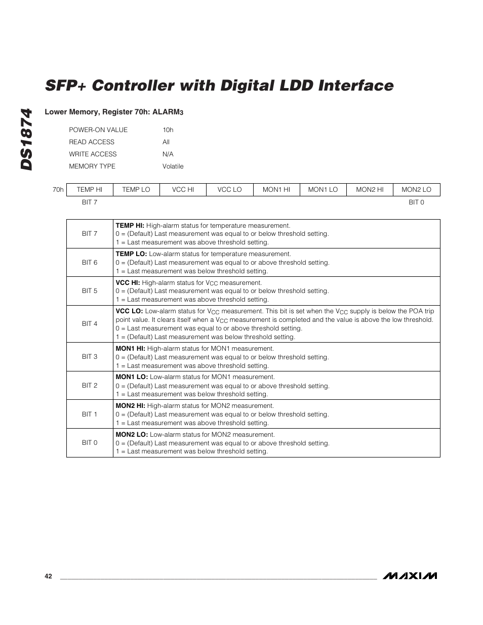 Ds1874 sfp+ controller with digital ldd interface | Rainbow Electronics DS1874 User Manual | Page 42 / 88