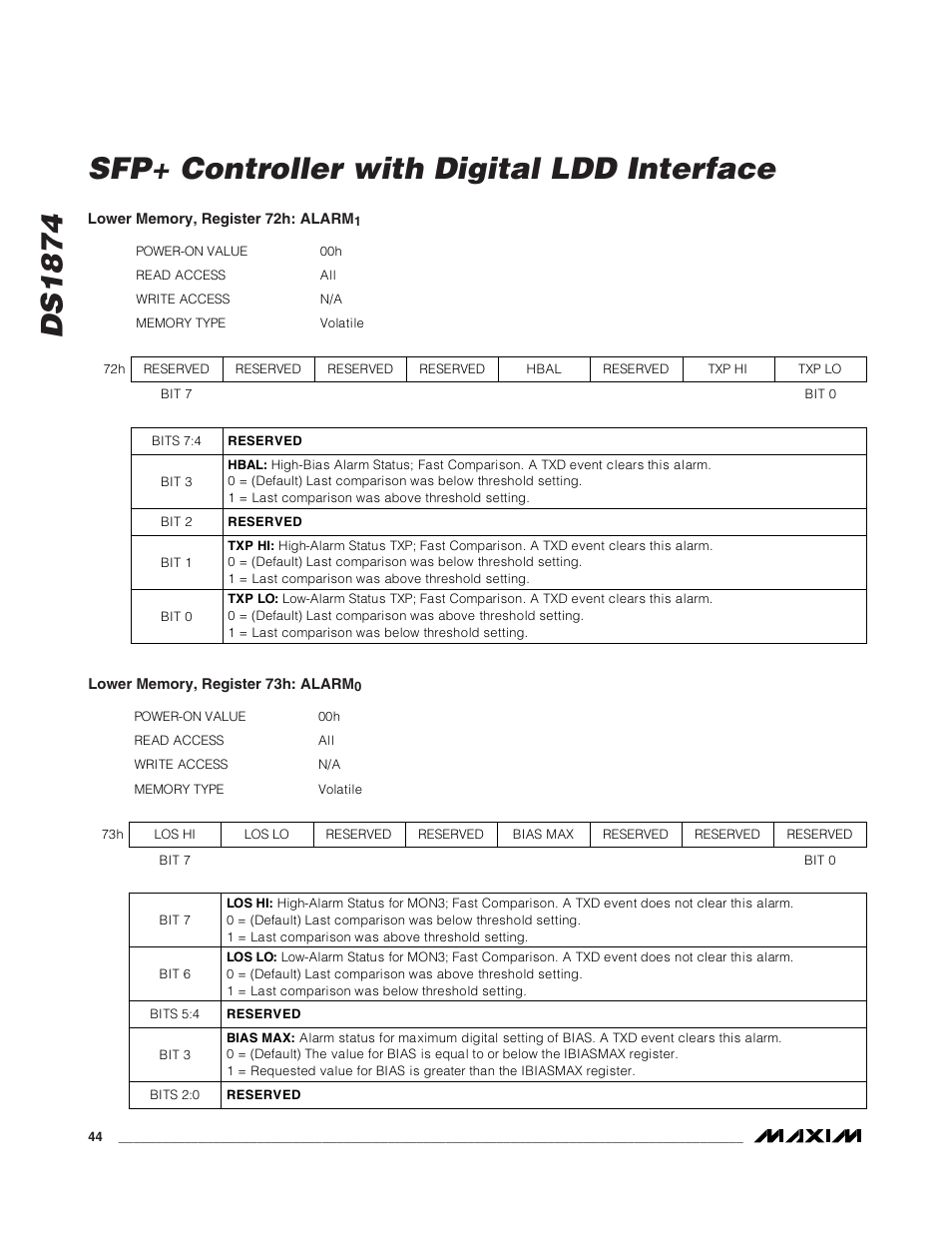 Ds1874 sfp+ controller with digital ldd interface | Rainbow Electronics DS1874 User Manual | Page 44 / 88