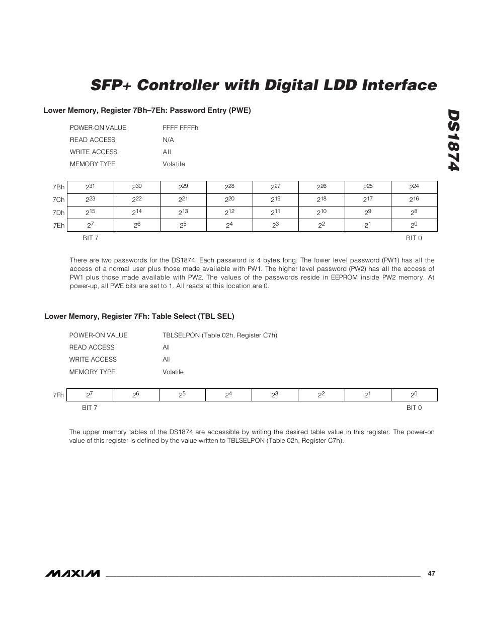 Ds1874 sfp+ controller with digital ldd interface | Rainbow Electronics DS1874 User Manual | Page 47 / 88