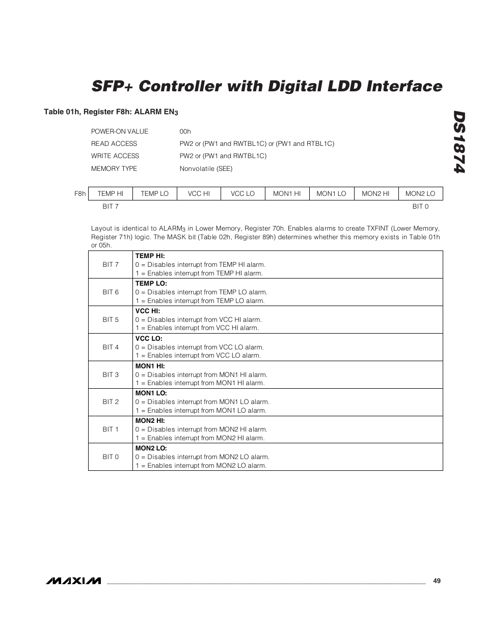 Ds1874 sfp+ controller with digital ldd interface | Rainbow Electronics DS1874 User Manual | Page 49 / 88