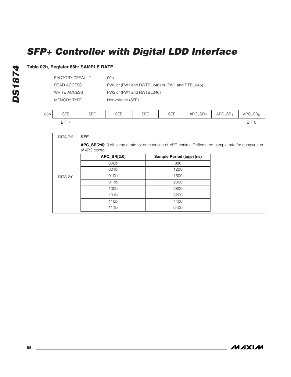 Ds1874 sfp+ controller with digital ldd interface | Rainbow Electronics DS1874 User Manual | Page 58 / 88