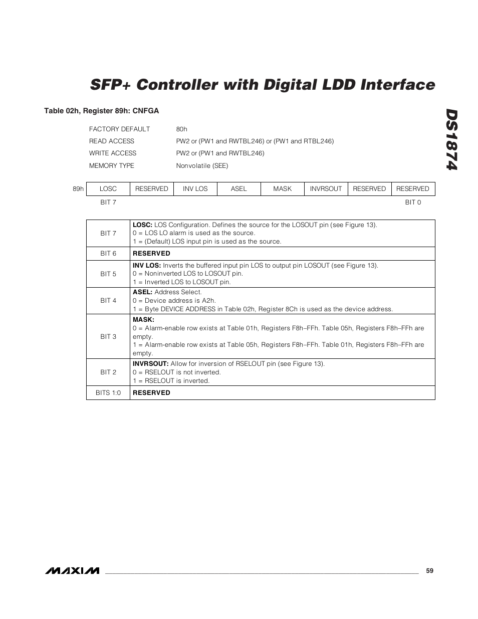 Ds1874 sfp+ controller with digital ldd interface | Rainbow Electronics DS1874 User Manual | Page 59 / 88
