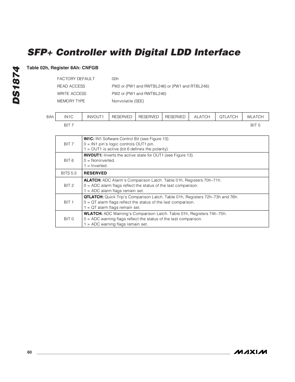Ds1874 sfp+ controller with digital ldd interface | Rainbow Electronics DS1874 User Manual | Page 60 / 88