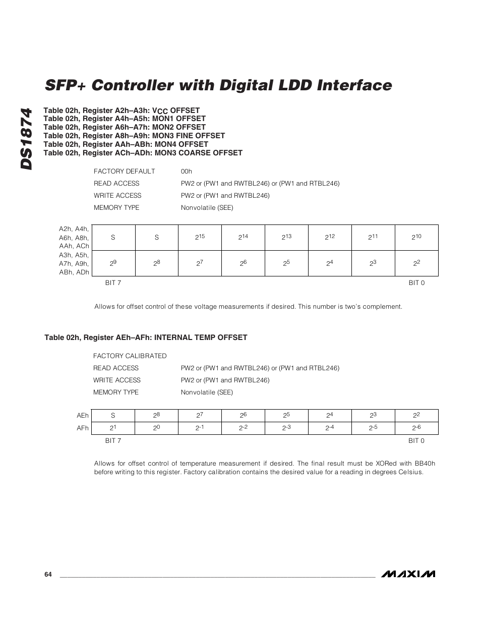 Ds1874 sfp+ controller with digital ldd interface | Rainbow Electronics DS1874 User Manual | Page 64 / 88