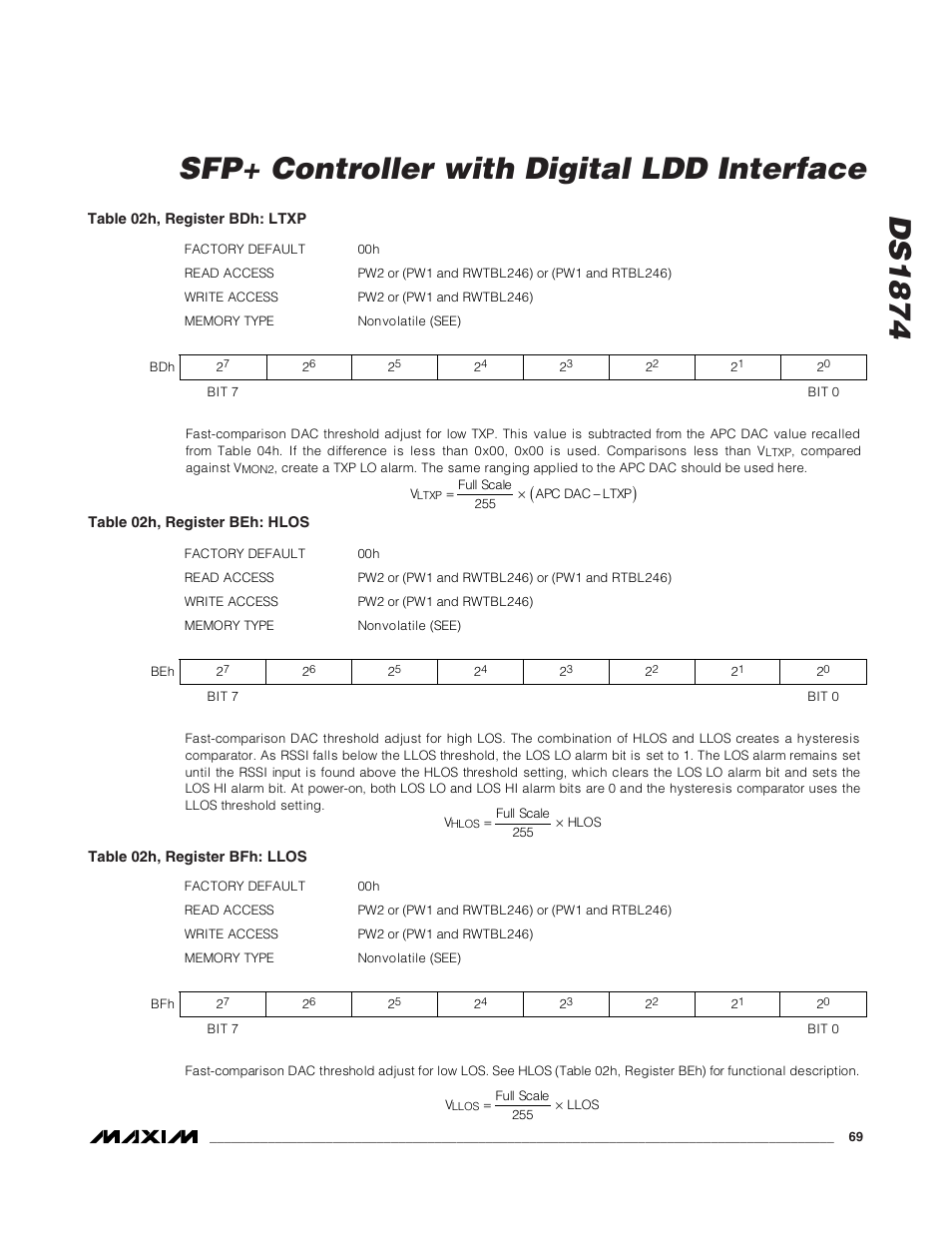 Ds1874 sfp+ controller with digital ldd interface | Rainbow Electronics DS1874 User Manual | Page 69 / 88