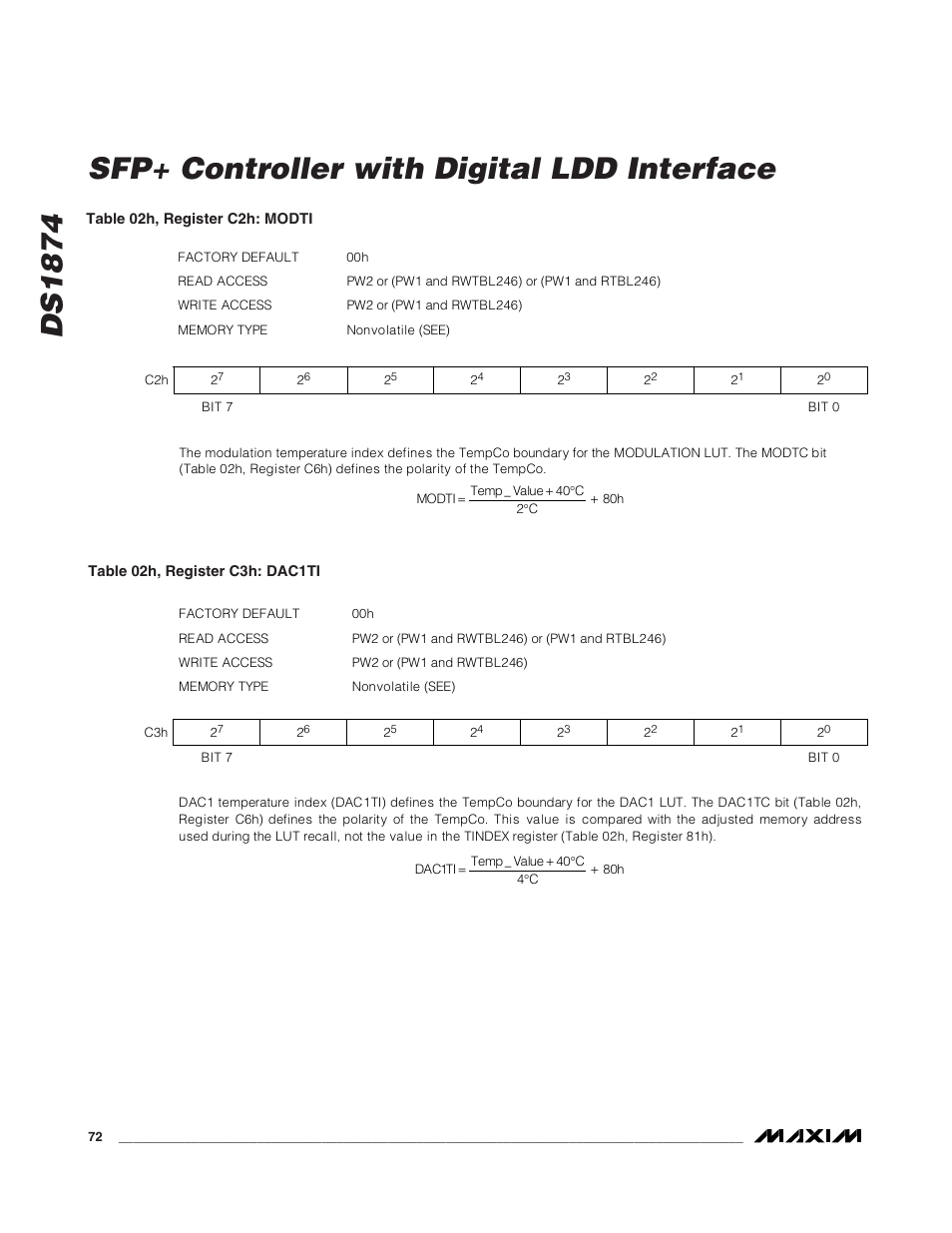 Ds1874 sfp+ controller with digital ldd interface | Rainbow Electronics DS1874 User Manual | Page 72 / 88