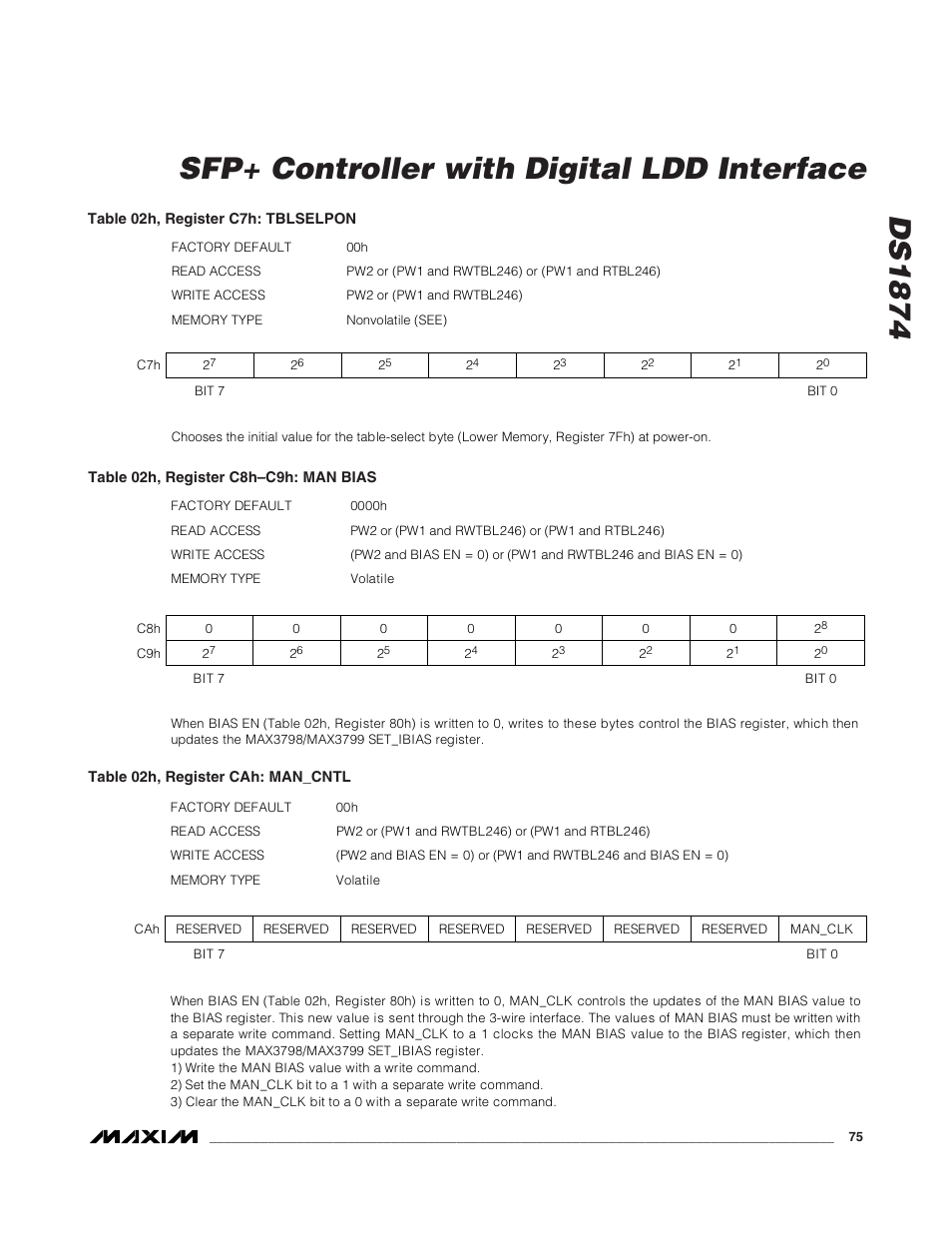 Ds1874 sfp+ controller with digital ldd interface | Rainbow Electronics DS1874 User Manual | Page 75 / 88