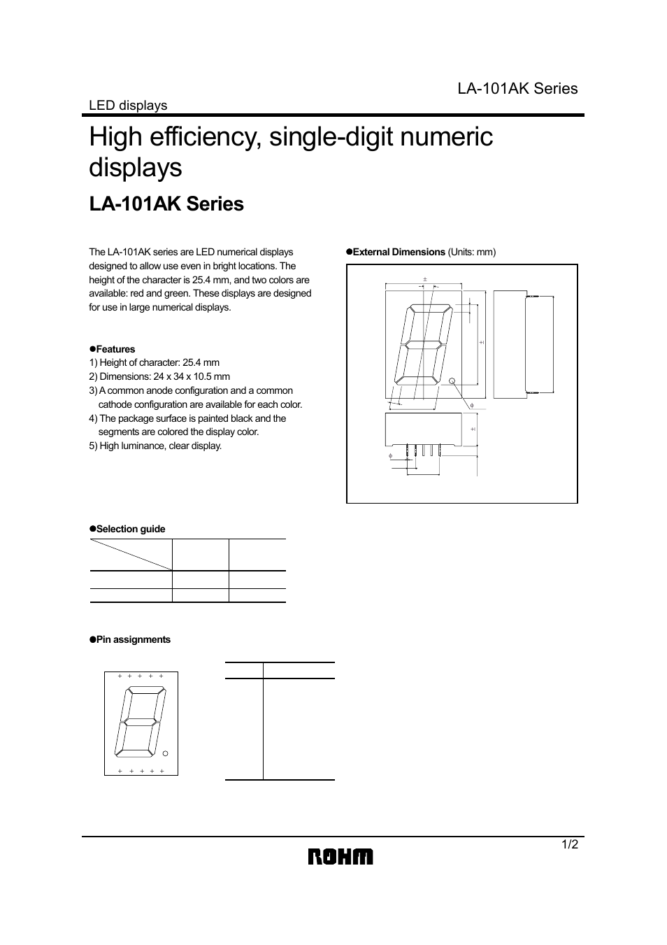 Rainbow Electronics LA-101AK Series User Manual | 2 pages