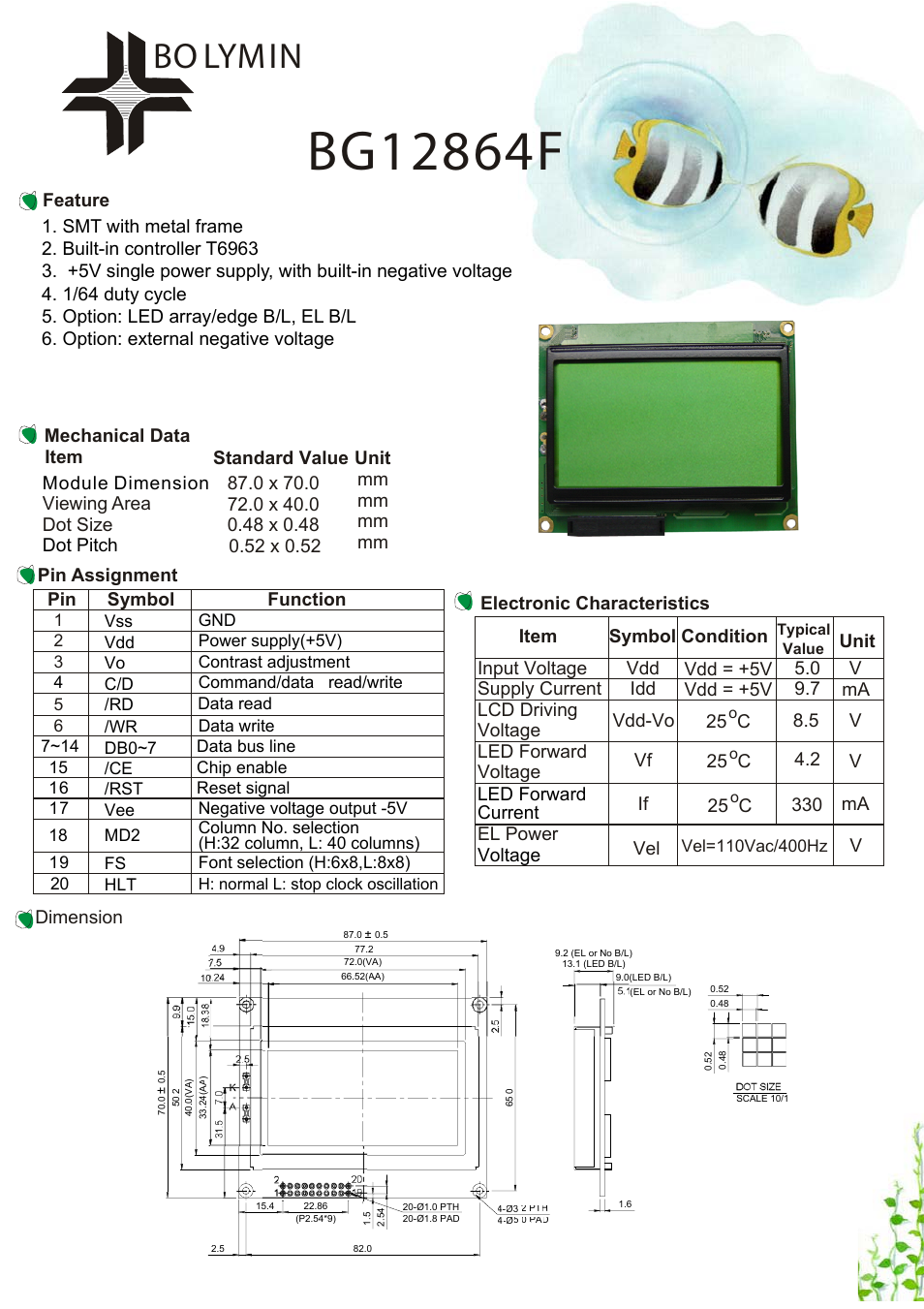 Rainbow Electronics BG12864F User Manual | 1 page
