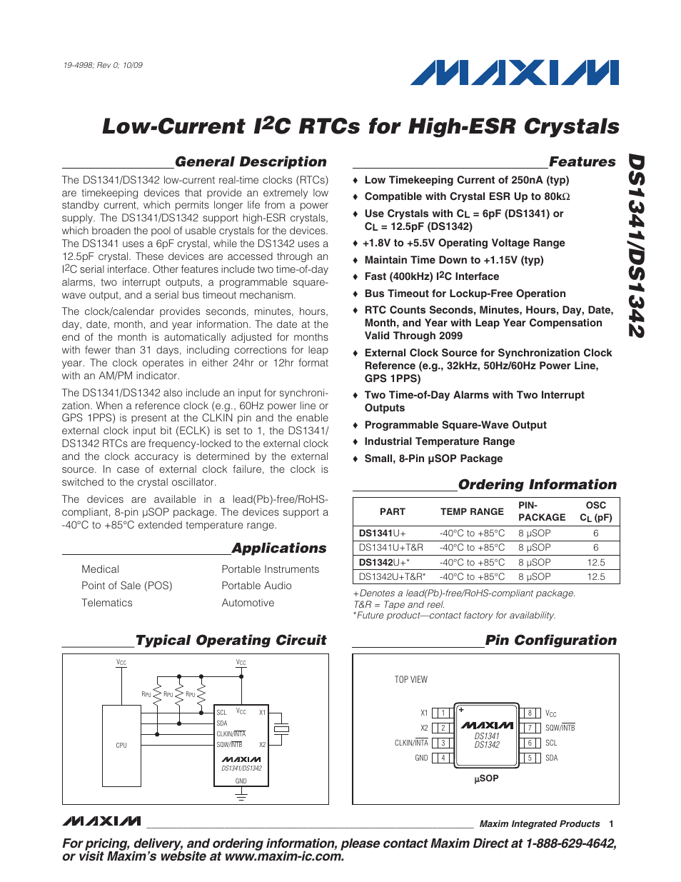 Rainbow Electronics DS1342 User Manual | 14 pages