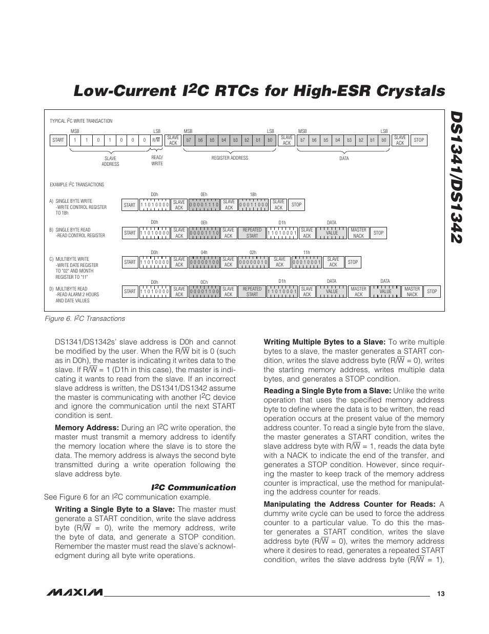 Low-current i, C communication, See figure 6 for an i | Rainbow Electronics DS1342 User Manual | Page 13 / 14