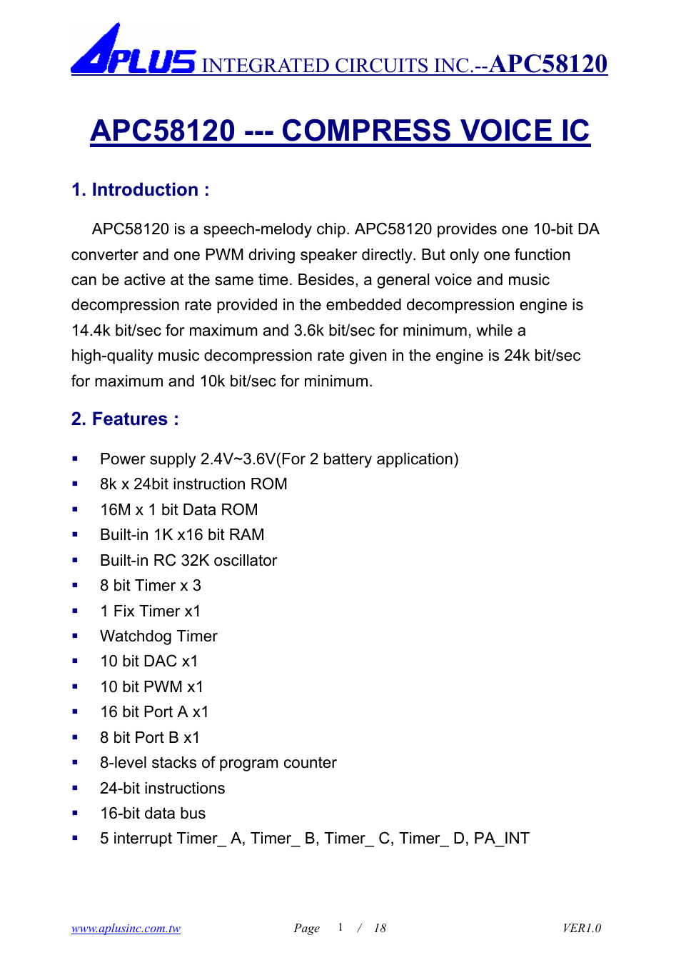 Rainbow Electronics APC58120 User Manual | 18 pages