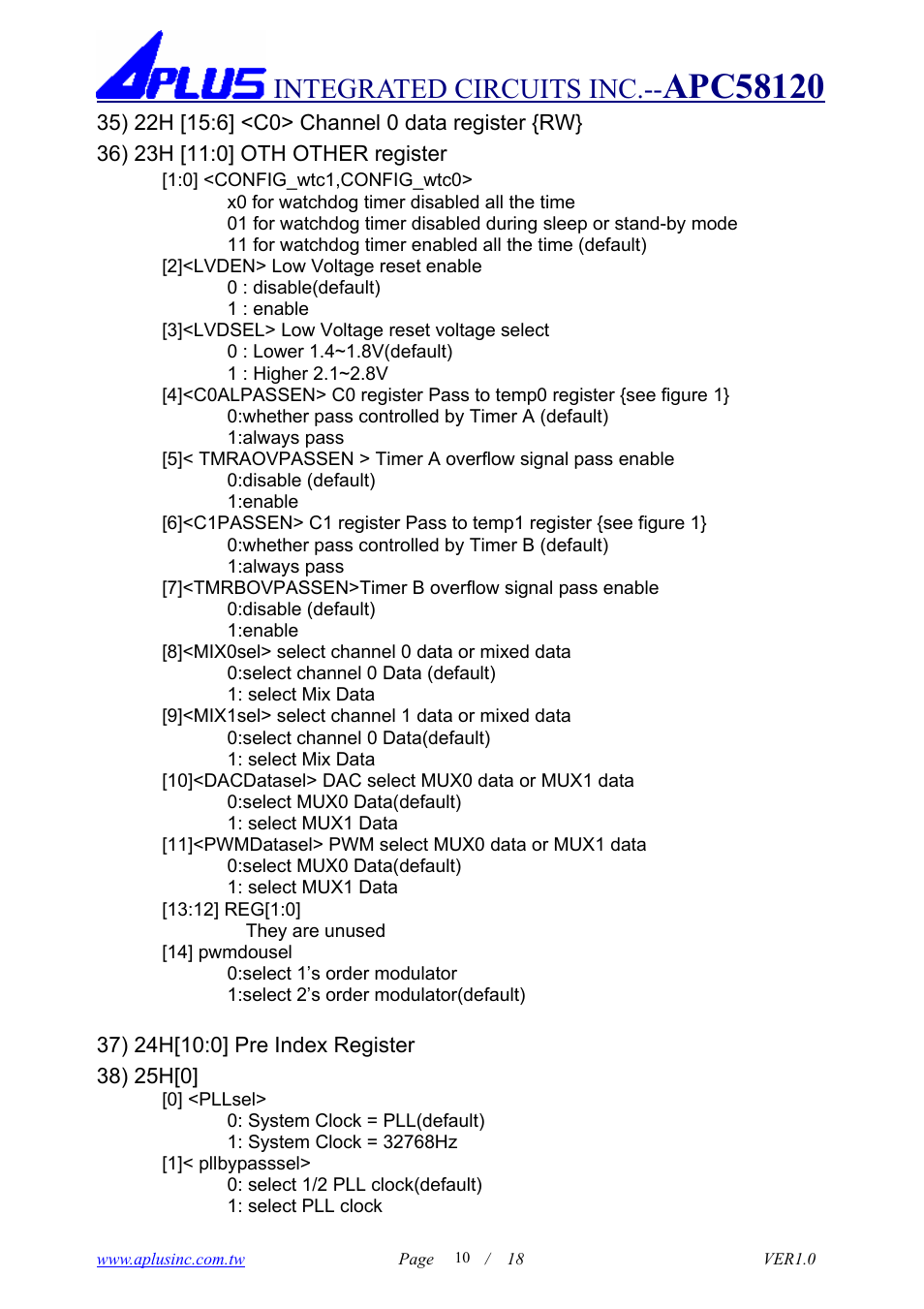 Integrated circuits inc | Rainbow Electronics APC58120 User Manual | Page 10 / 18