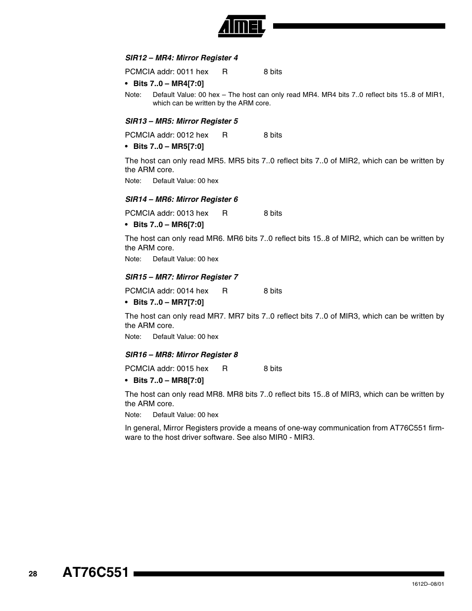 Rainbow Electronics AT76C551 User Manual | Page 28 / 77