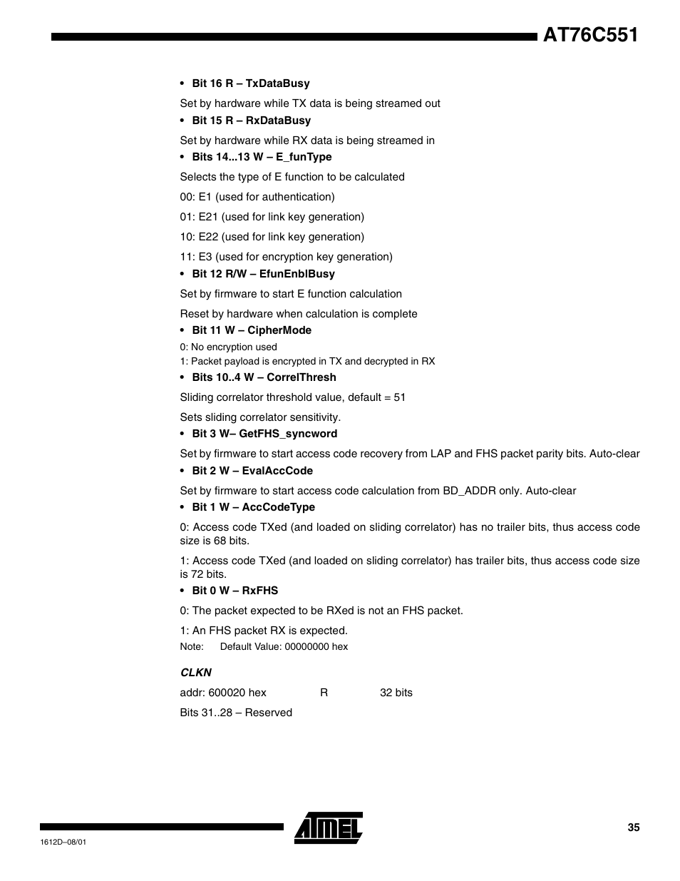 Rainbow Electronics AT76C551 User Manual | Page 35 / 77