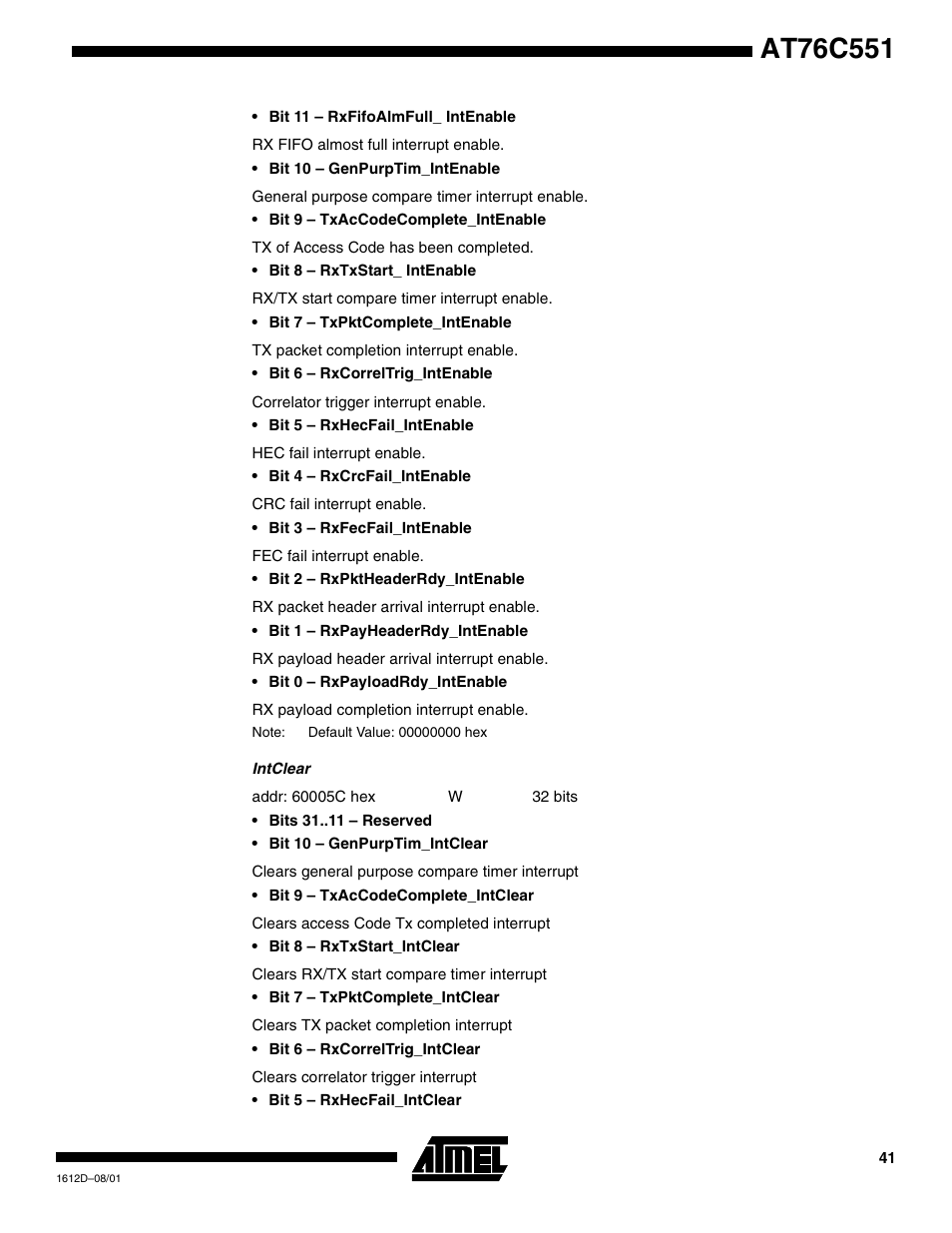 Rainbow Electronics AT76C551 User Manual | Page 41 / 77