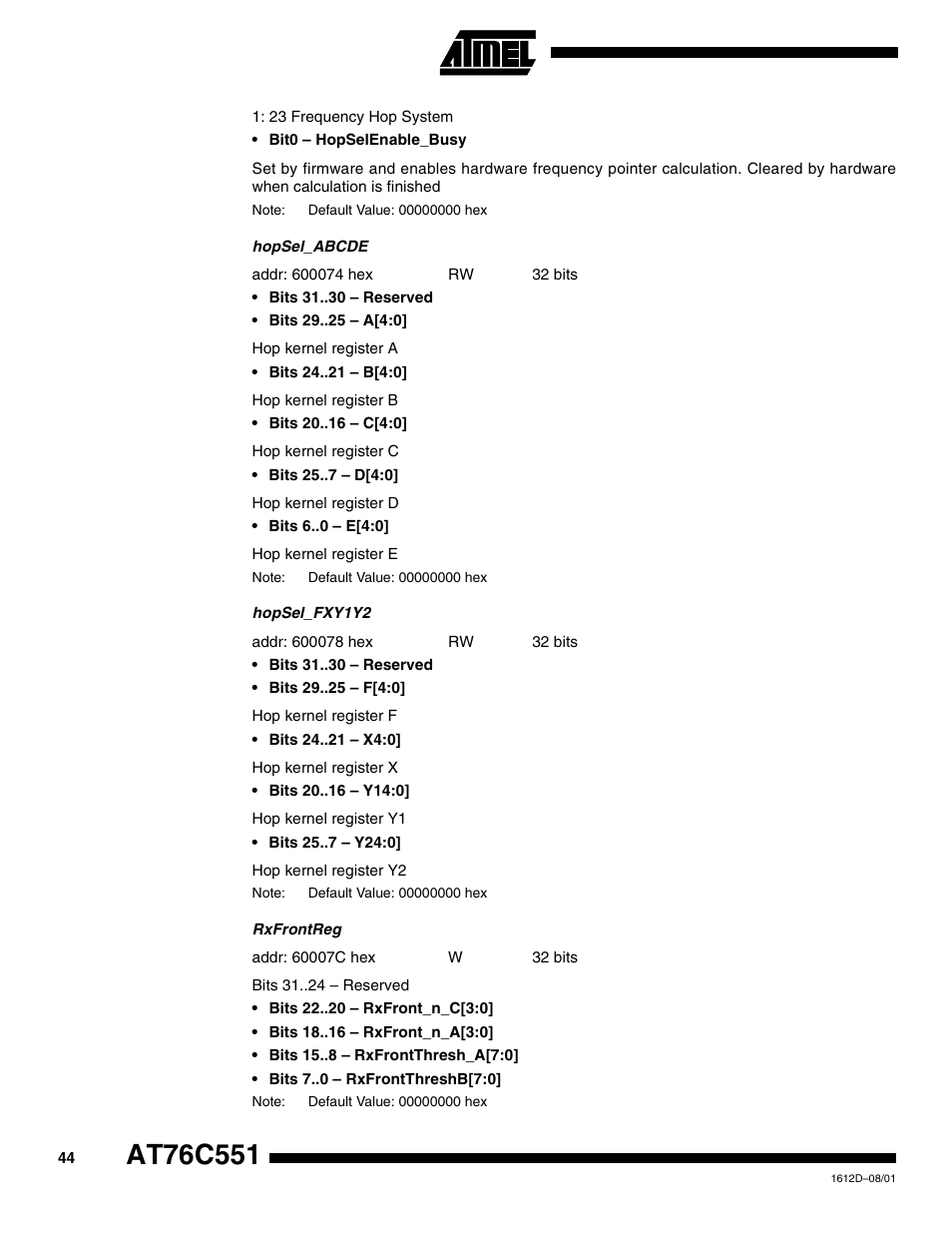 Rainbow Electronics AT76C551 User Manual | Page 44 / 77
