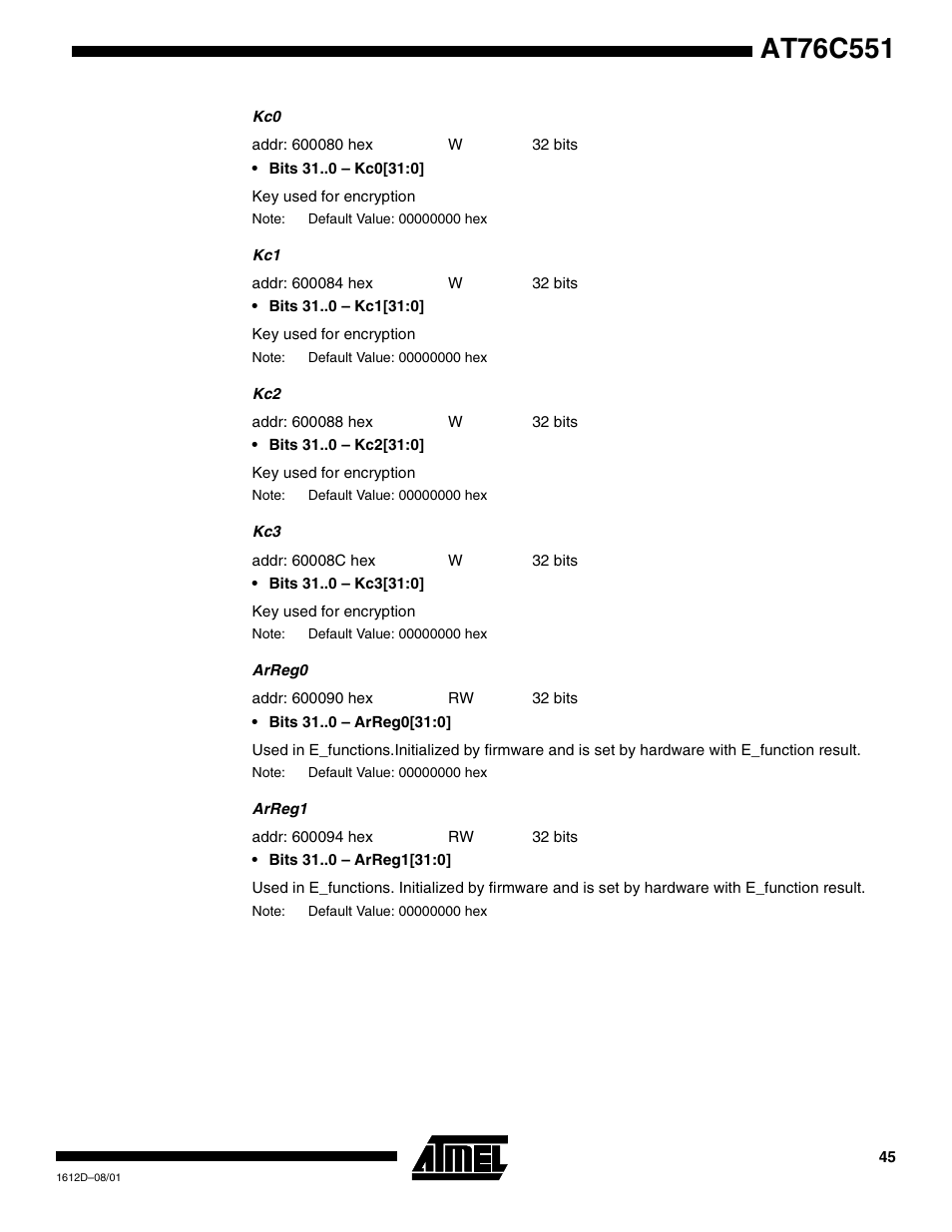 Rainbow Electronics AT76C551 User Manual | Page 45 / 77