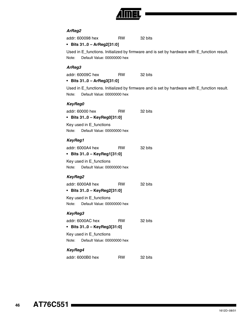 Rainbow Electronics AT76C551 User Manual | Page 46 / 77