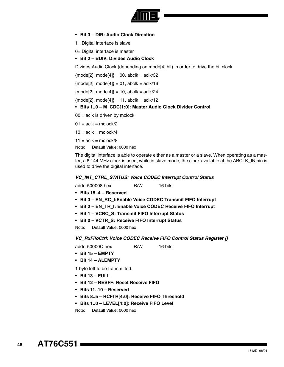 Rainbow Electronics AT76C551 User Manual | Page 48 / 77